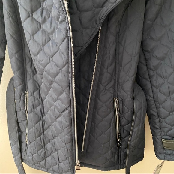 Vince Camuto Belted Quilted Jacket Blue Sz Small - Picture 6 of 12